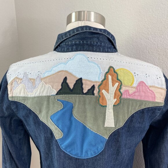 Earl Jean Womens Medium Denim Western Shirt Vintage ASO Lorelai Gilmore Girls - Picture 11 of 13